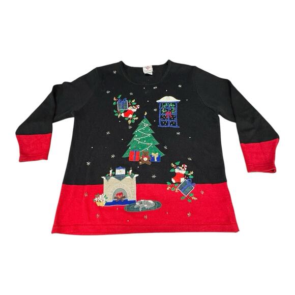 Vintage Nutcracker Black XL Embroidered Embellished Christmas Theme Sweater - Picture 1 of 12